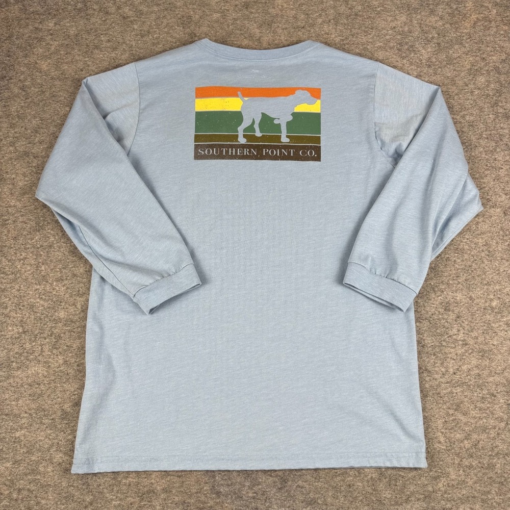 Southern Point Co Pocket T-Shirt Long Sleeve Blue Boys XXL 2XL